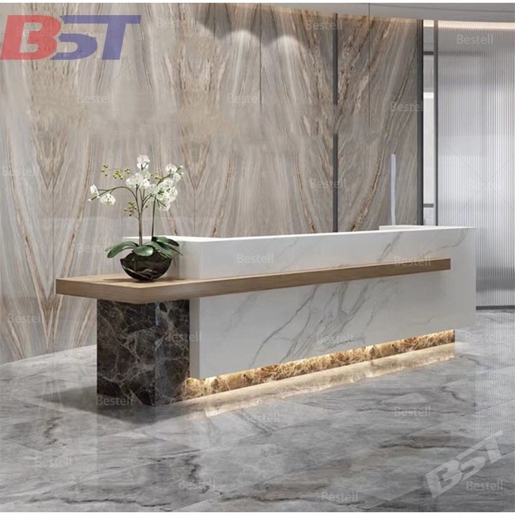 Simple classic new marble front desk customized beauty salon bar lobby gym reception desk information desk