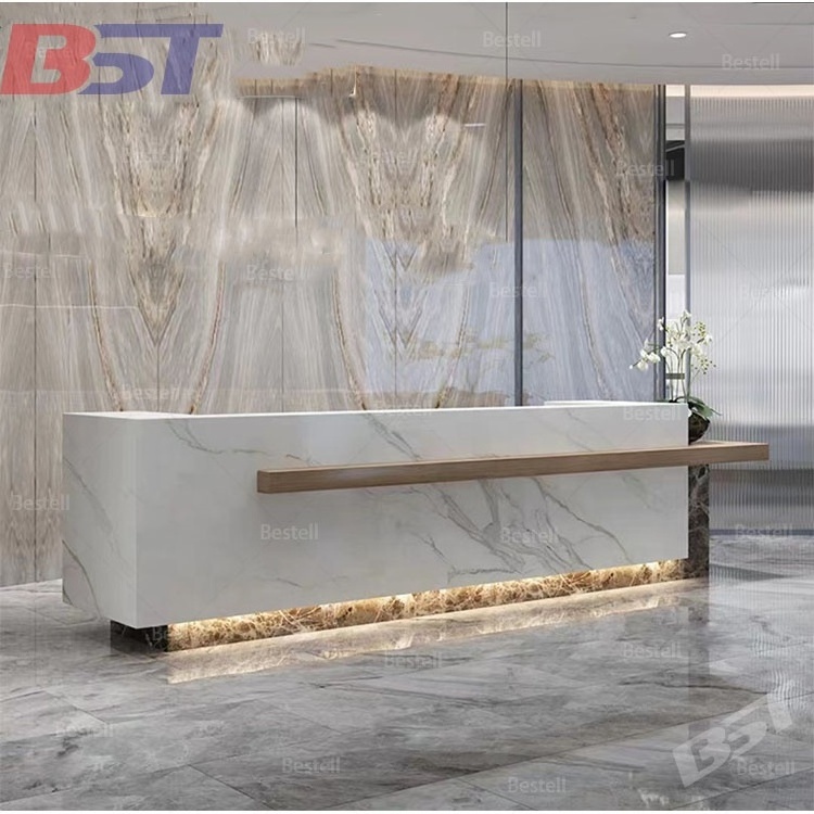 Simple classic new marble front desk customized beauty salon bar lobby gym reception desk information desk