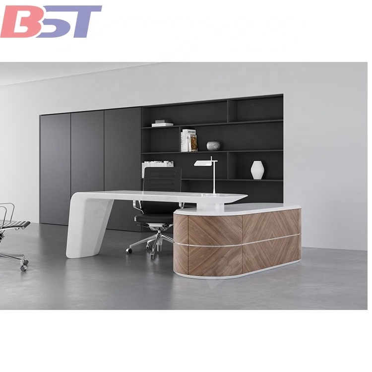 Black office desk custom size modern office furniture artificial stone office table boss executive desk