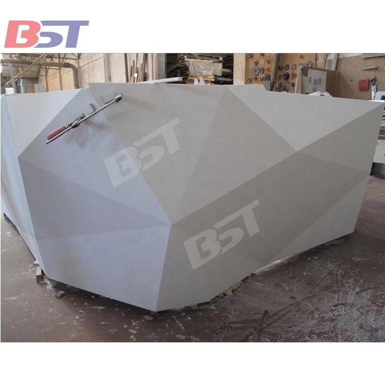 Commercial bespoke diamond shape solid surface salad bar display counter juice sushi bar counter