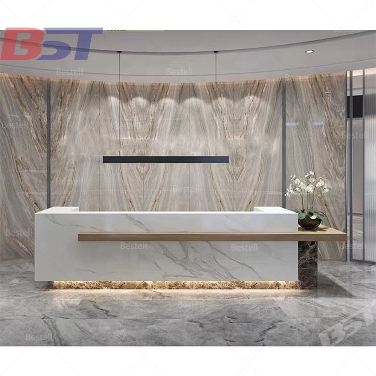 Simple classic new marble front desk customized beauty salon bar lobby gym reception desk information desk