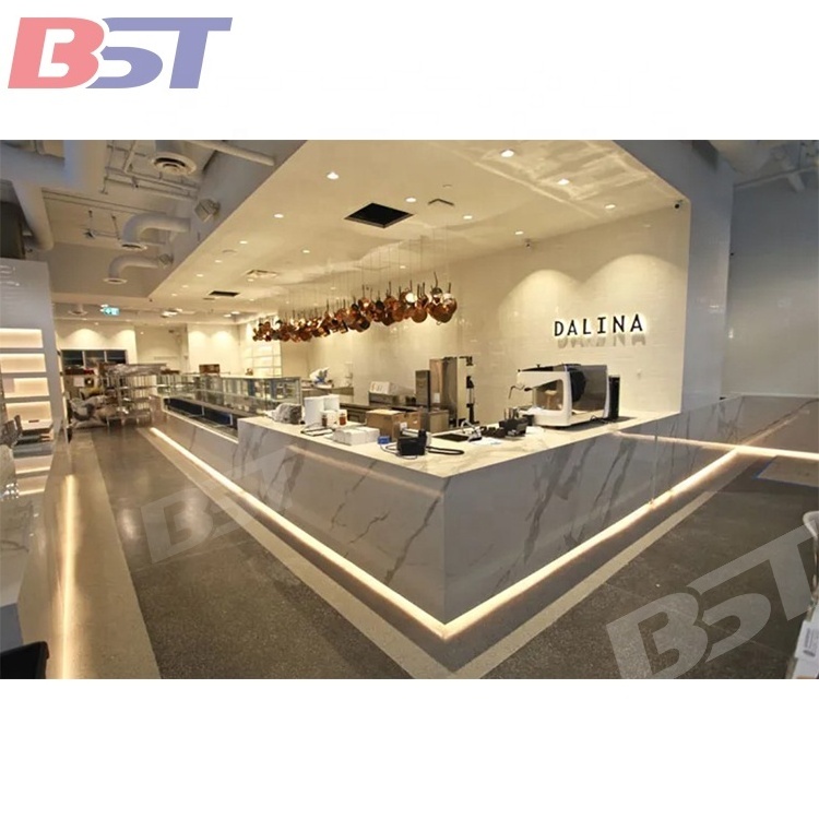 Modern restaurant built-in furniture design artificial stone fast food restaurant counter