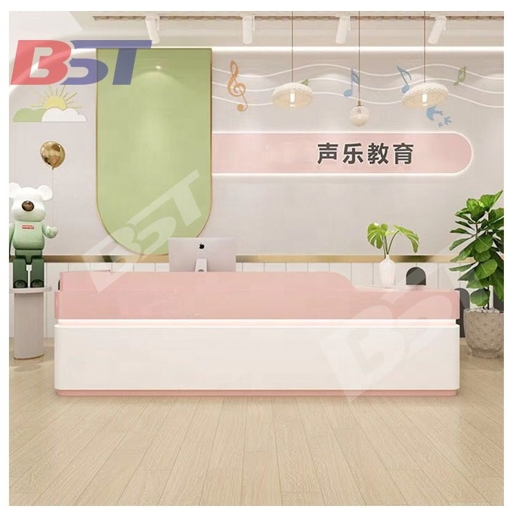 Pink Cashier counter simple modern clothing store beauty salon bar company reception desk