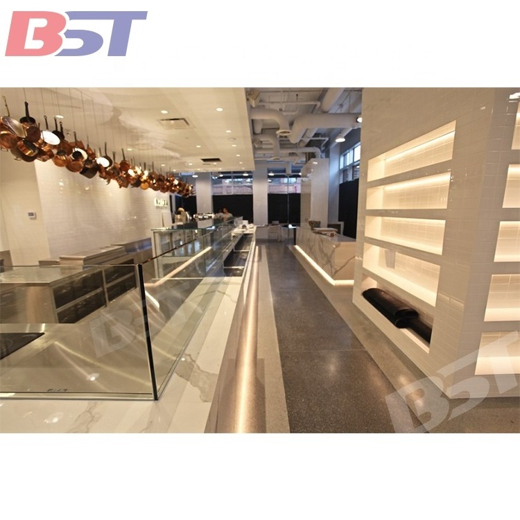 Modern restaurant built-in furniture design artificial stone fast food restaurant counter