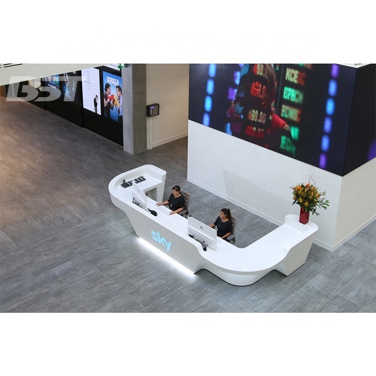 Contemporary Style Acrylic Solid Surface U Shape Lobby Reception Desk