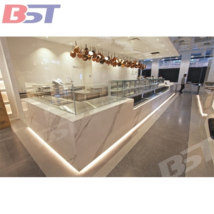 Modern restaurant built-in furniture design artificial stone fast food restaurant counter