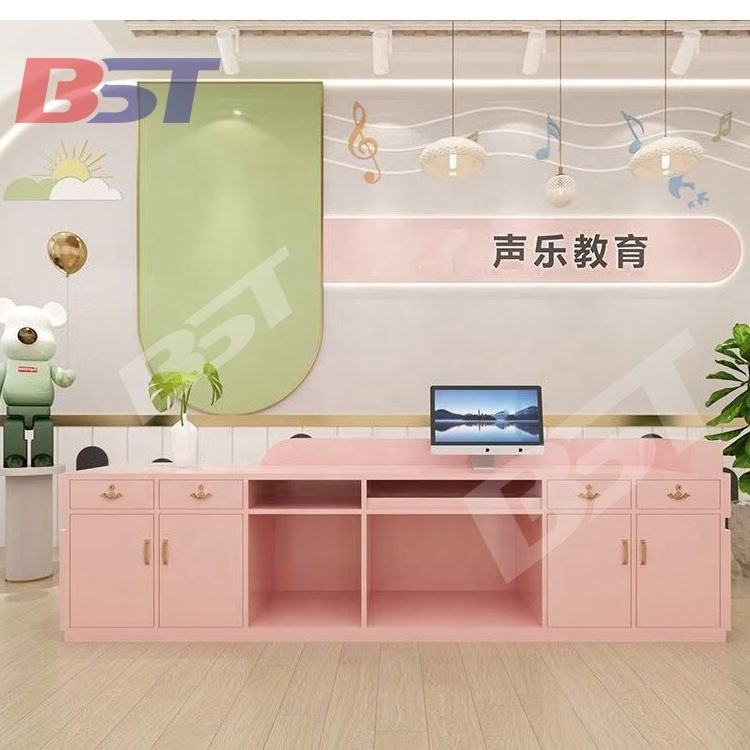 Pink Cashier counter simple modern clothing store beauty salon bar company reception desk