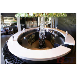 LED Modern Luxury Design  High quality  Solid Surface Commercial Restaurant Round Shape Bar counter