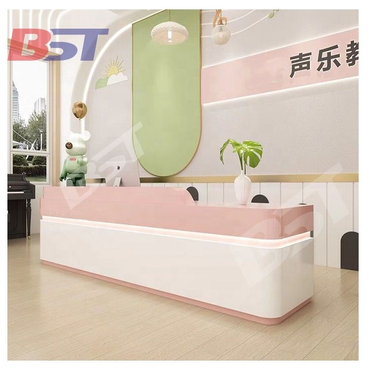 Pink Cashier counter simple modern clothing store beauty salon bar company reception desk