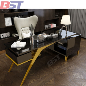 Black office desk custom size modern office furniture artificial stone office table boss executive desk