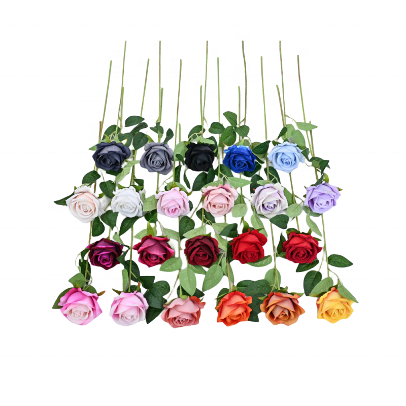 Elegant wedding decoration Natural Rose artificial flower Long Stem Velvet Spray for sale