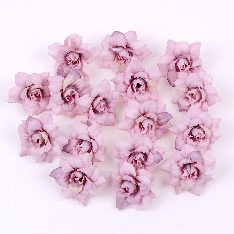 Hot sale small 4.5cm silk flower heads artificial rose flower heads for flower wall arrangement