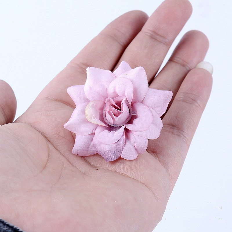 Hot sale small 4.5cm silk flower heads artificial rose flower heads for flower wall arrangement