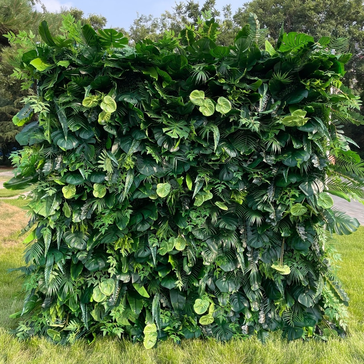 Hot sale 3d wedding green hanging plants leaves wall panel artificial wall plants backdrop