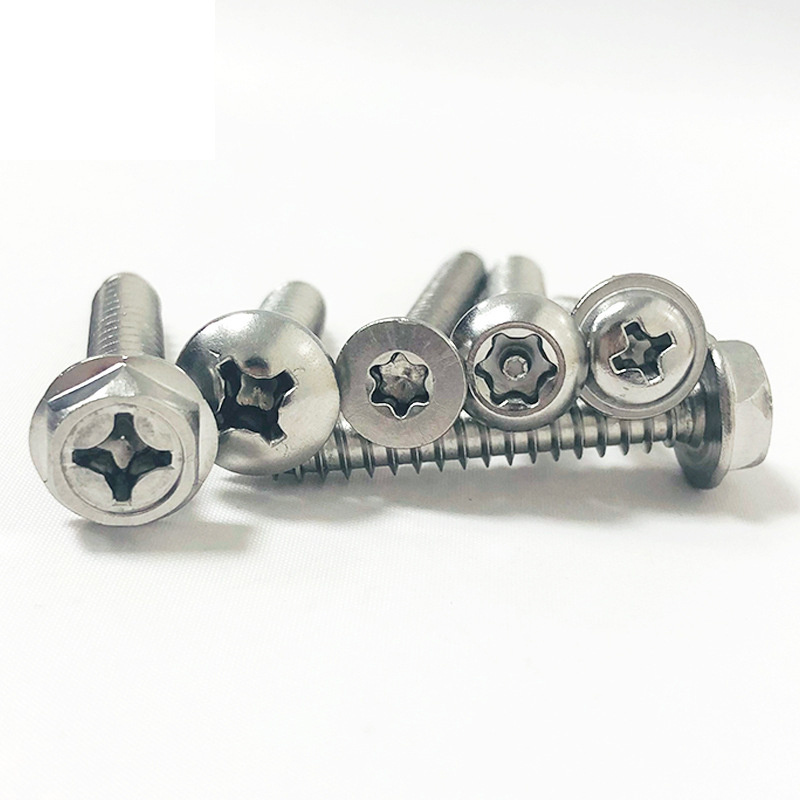 Custom stainless steel 304 nylock torx screw pan csk button round flat countersunk head tamper proof anti theft security screw