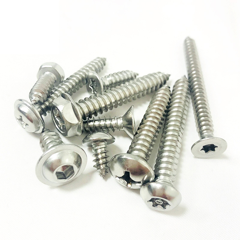 Custom stainless steel 304 nylock torx screw pan csk button round flat countersunk head tamper proof anti theft security screw