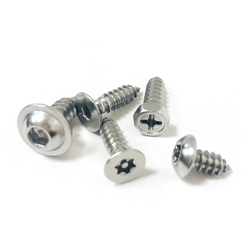 Custom stainless steel 304 nylock torx screw pan csk button round flat countersunk head tamper proof anti theft security screw