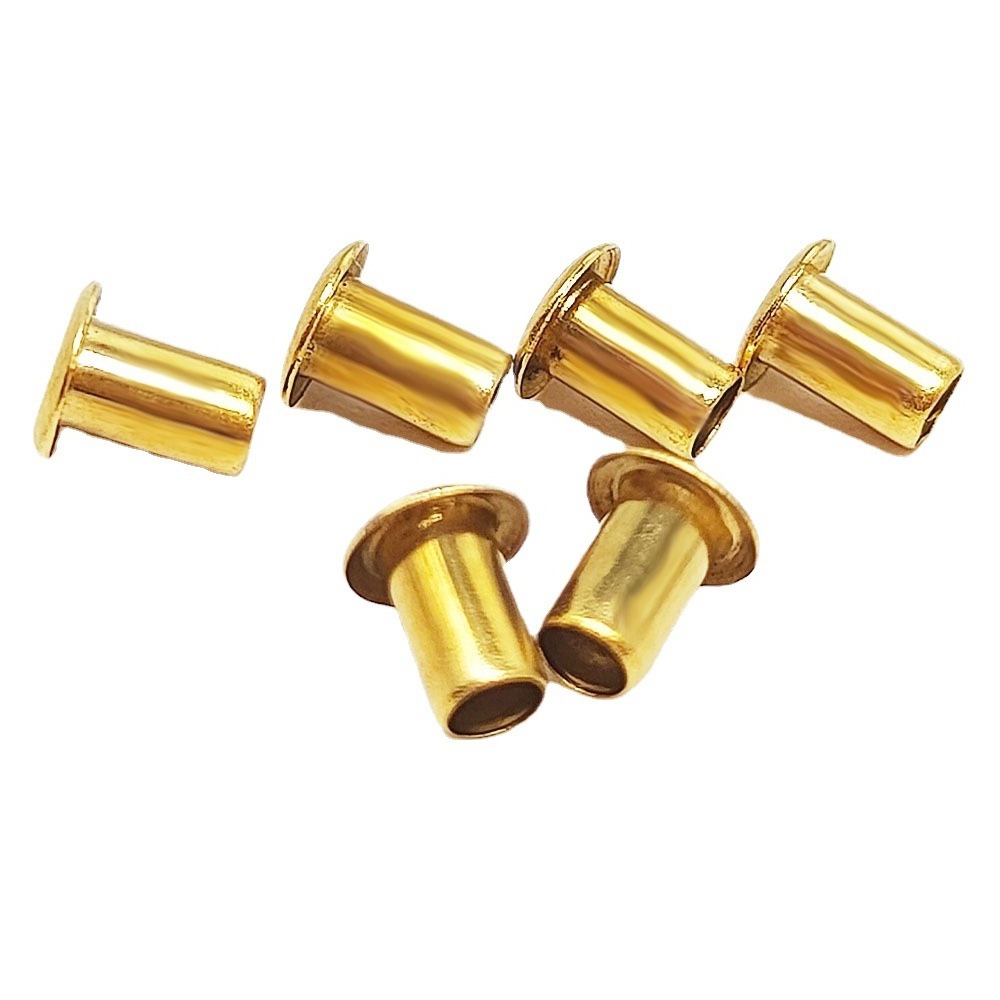 Semi hollow tube brass solid copper tubular rivet for bag