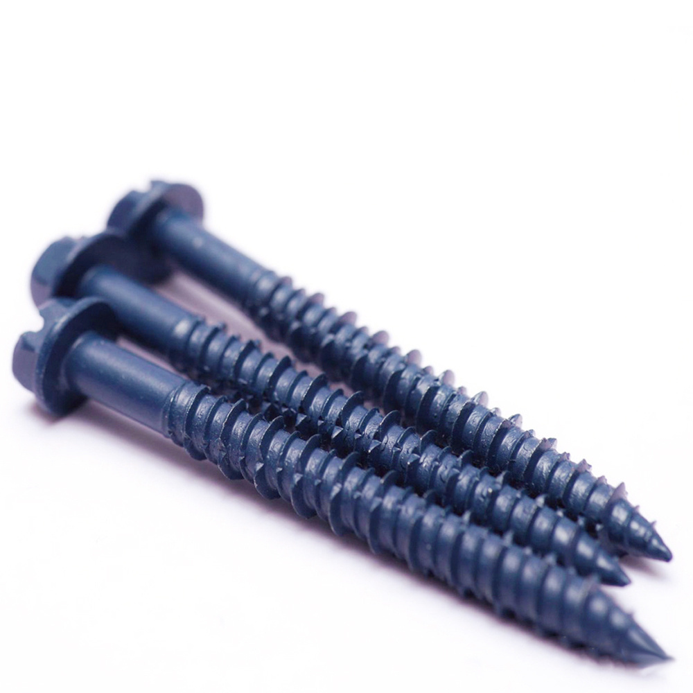 1/4 x 2 1/4 tapcon slotted hex head blue drilling concrete screws