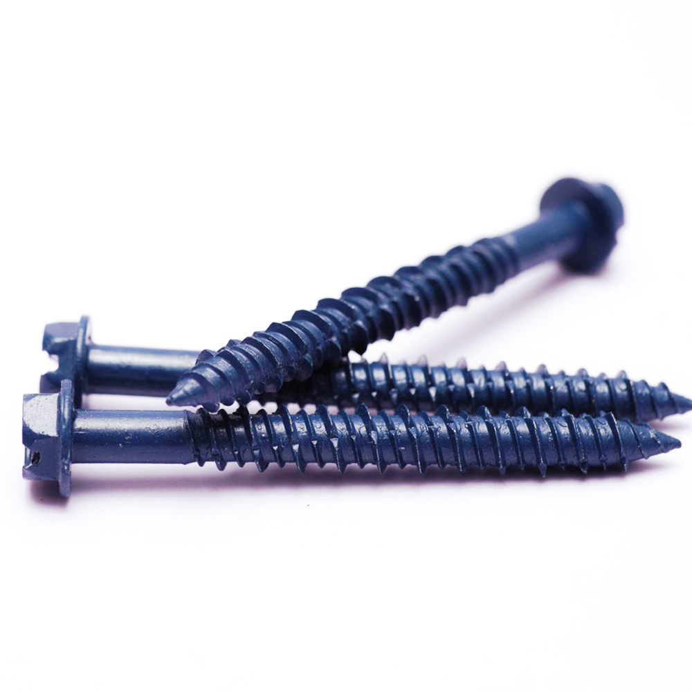 1/4 x 2 1/4 tapcon slotted hex head blue drilling concrete screws