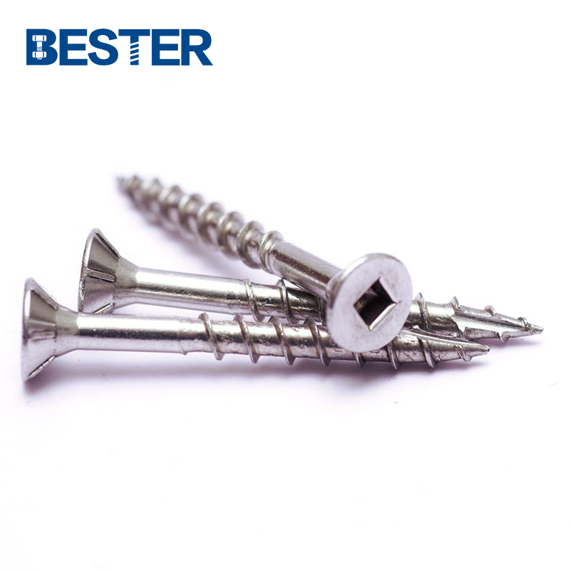 304 stainless steel 75 mm  Floorboard plated square drive flat head 4 nib tornillo steel wood deck screw