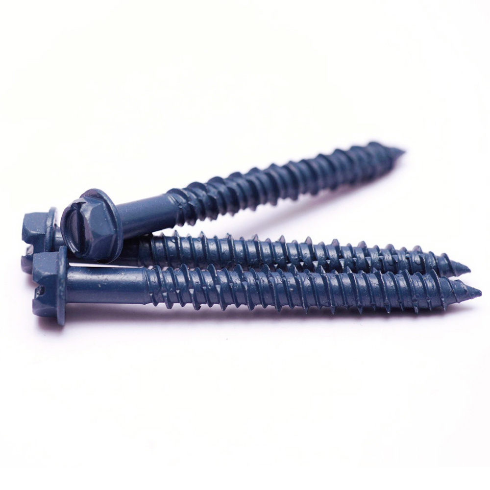 1/4 x 2 1/4 tapcon slotted hex head blue drilling concrete screws