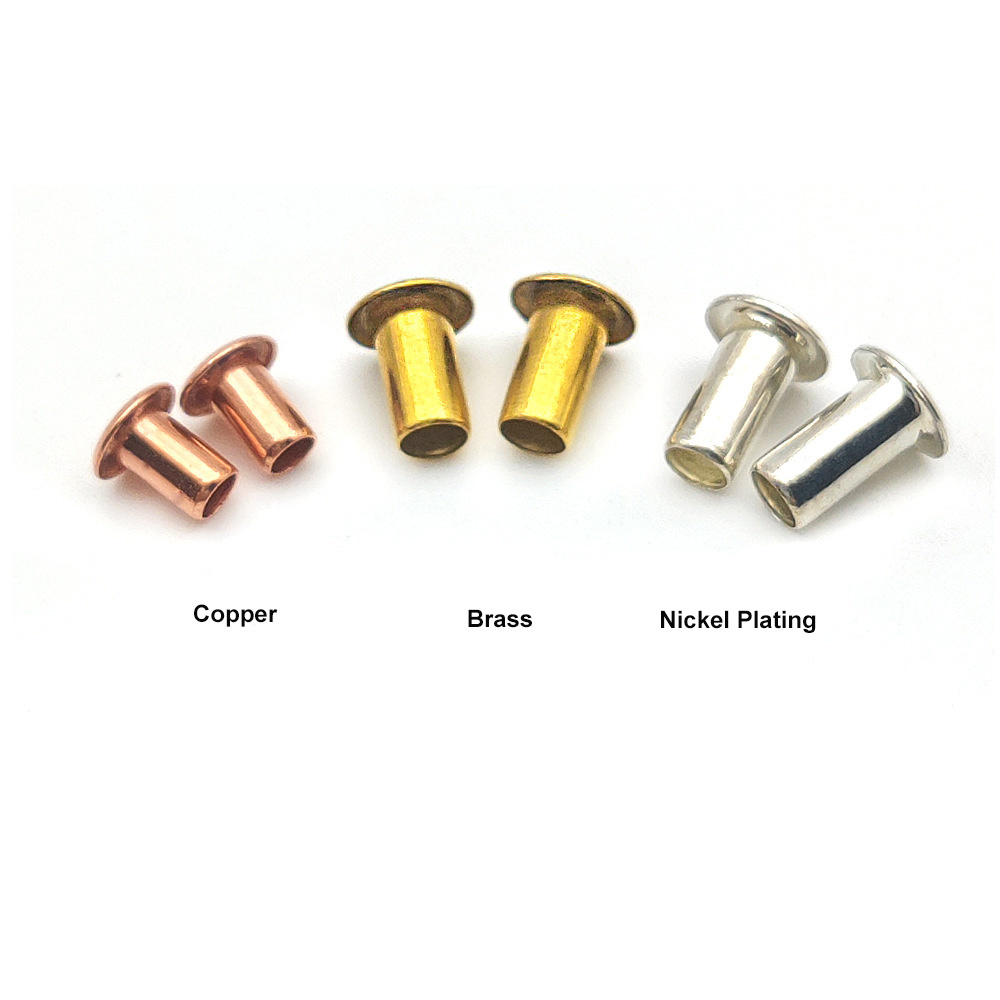 Semi hollow tube brass solid copper tubular rivet for bag