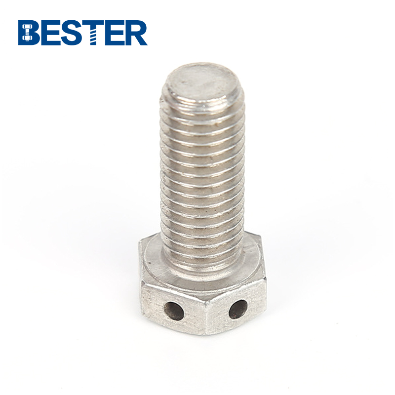 Stainless steel 304 316 316 L hex bolt with hole in the shank hex bolt with hole in head