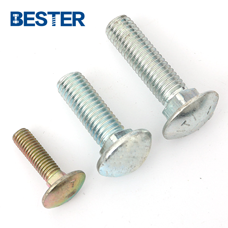 Manufacturing grade 8.8 yellow zinc plated flat round head carriage bolt with hex nut