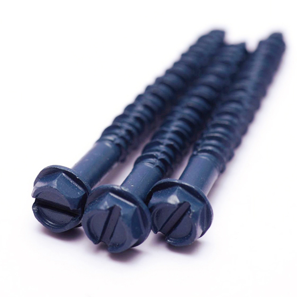 1/4 x 2 1/4 tapcon slotted hex head blue drilling concrete screws