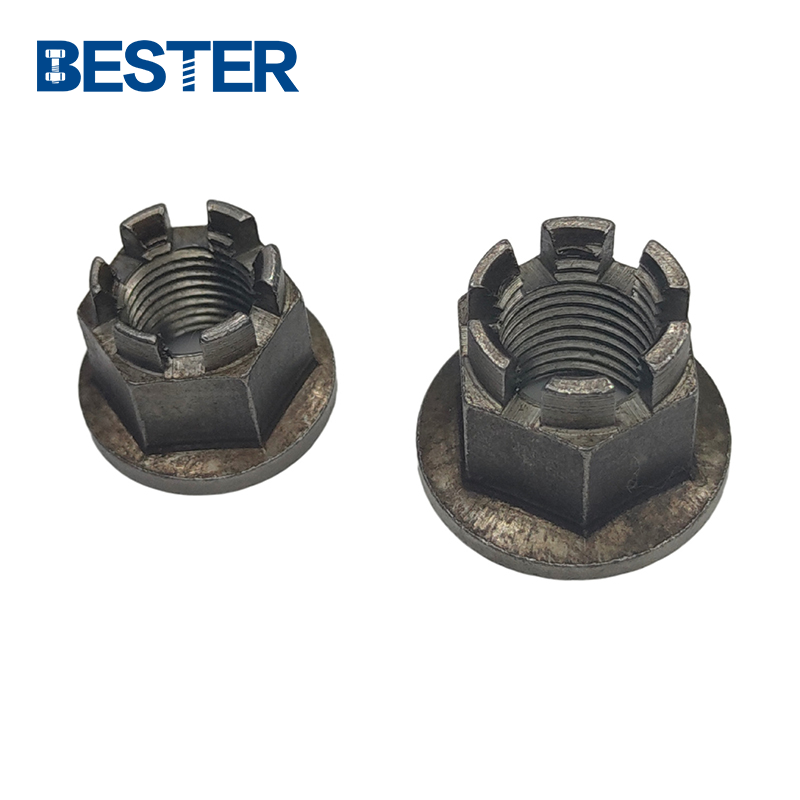 china manufacturer carbon steel galvanized black oxide hex slotted flange castle nut