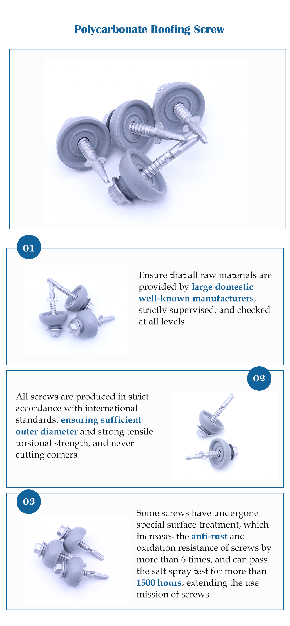 Roofing fastener ST5.5 Galvanised dacromet Hex washer head self drilling polycarbonate roofing screws with empm washer