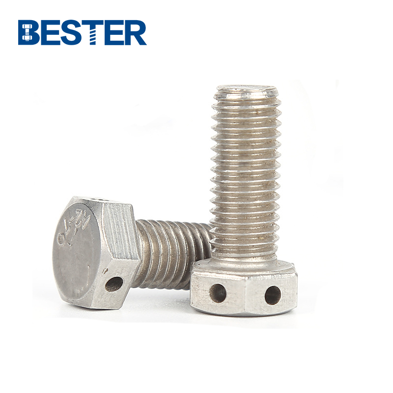 Stainless steel 304 316 316 L hex bolt with hole in the shank hex bolt with hole in head