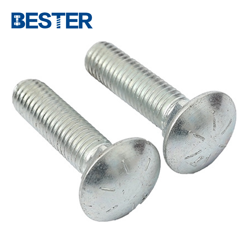 Manufacturing grade 8.8 yellow zinc plated flat round head carriage bolt with hex nut