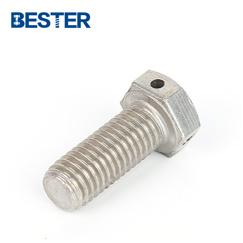 Stainless steel 304 316 316 L hex bolt with hole in the shank hex bolt with hole in head