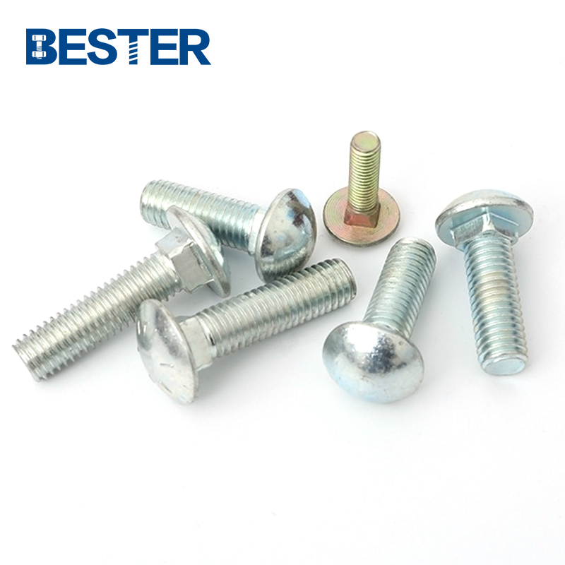 Manufacturing grade 8.8 yellow zinc plated flat round head carriage bolt with hex nut