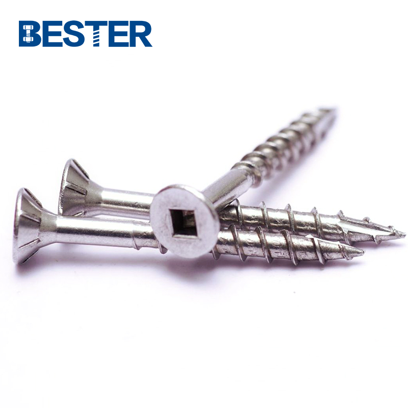 304 stainless steel 75 mm  Floorboard plated square drive flat head 4 nib tornillo steel wood deck screw