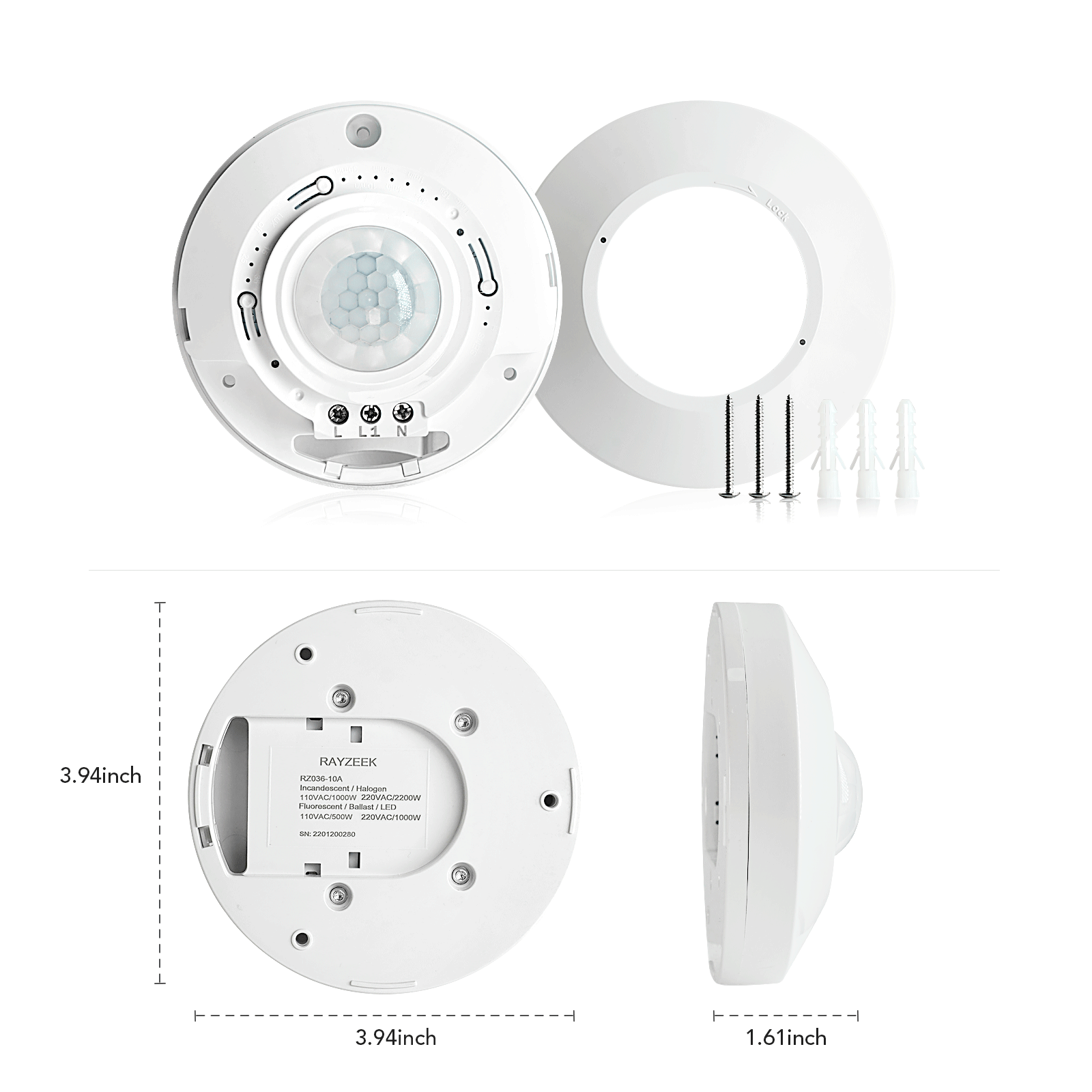 240v Round Human Indoor 220v Ac Detection Ceiling Infrared Activated Smart Led Stairway Stair Pir Light Motion Sensor Switch