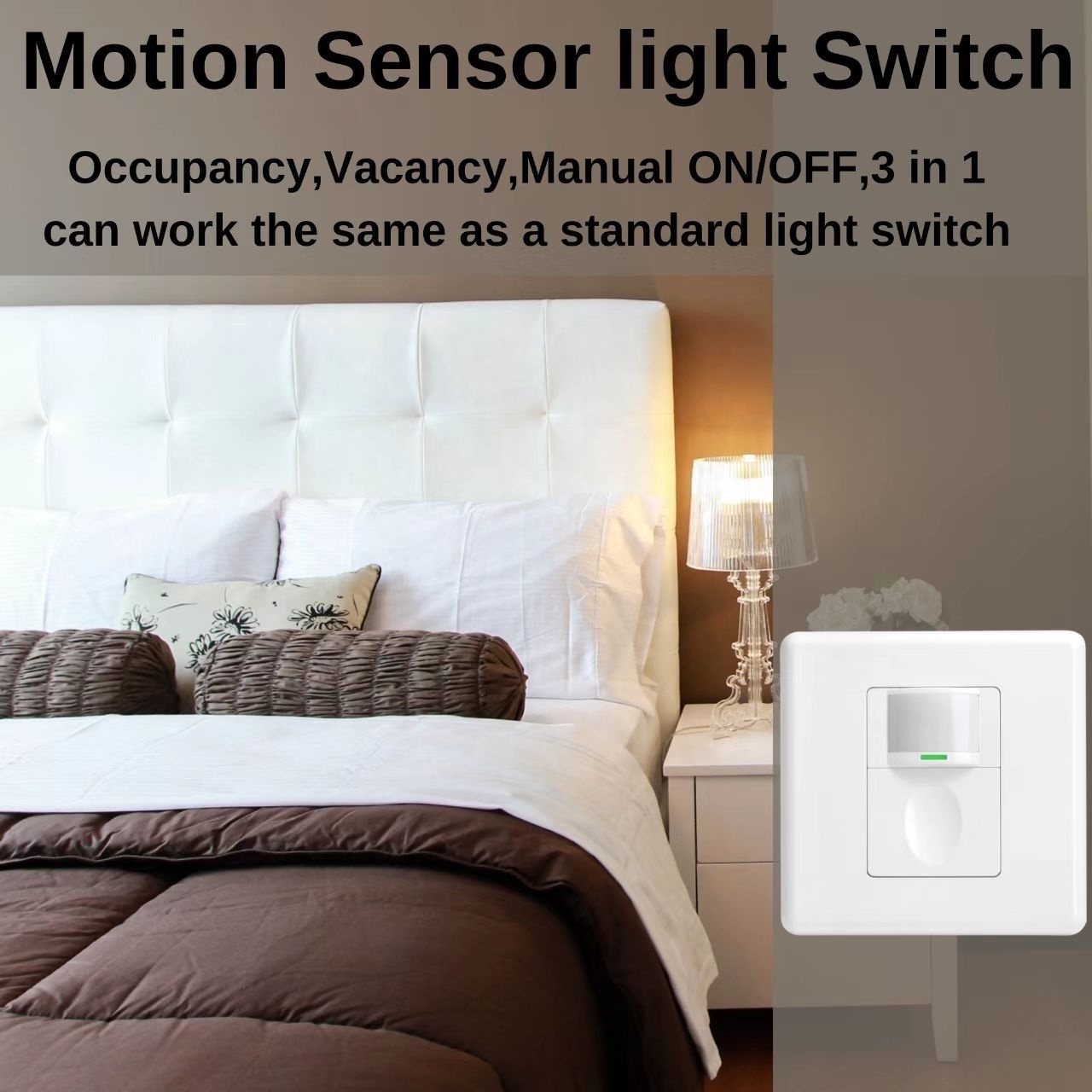 RZ022-5A-S EU Standard Single Pole Light Control Wall Mounted PIR Motion Sensor Light Switch