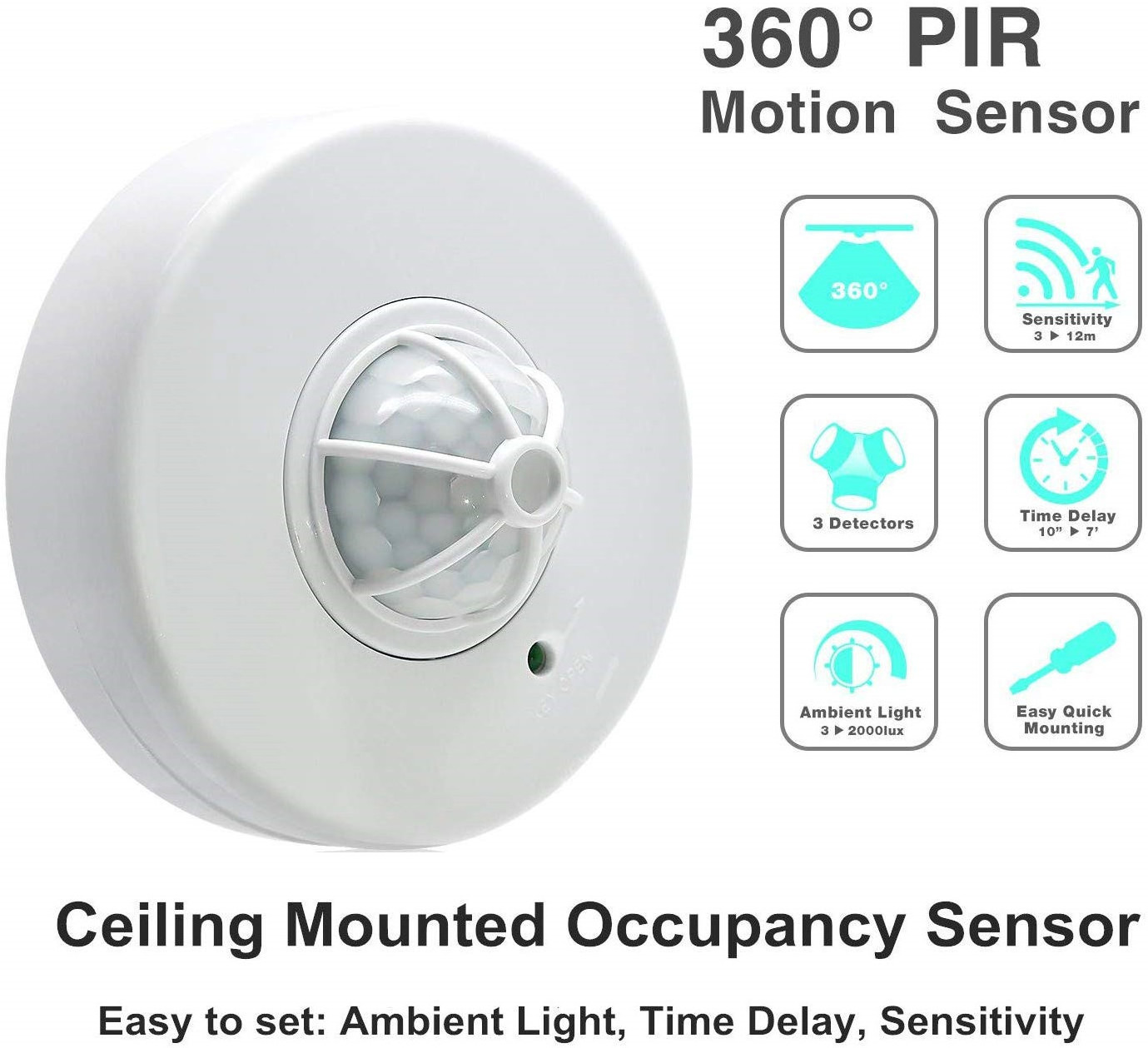 (BS036B) Hot sale 3 detectors High sensitive occupancy sensor 360 degree PIR infrared mini motion sensor switch Ceiling mount