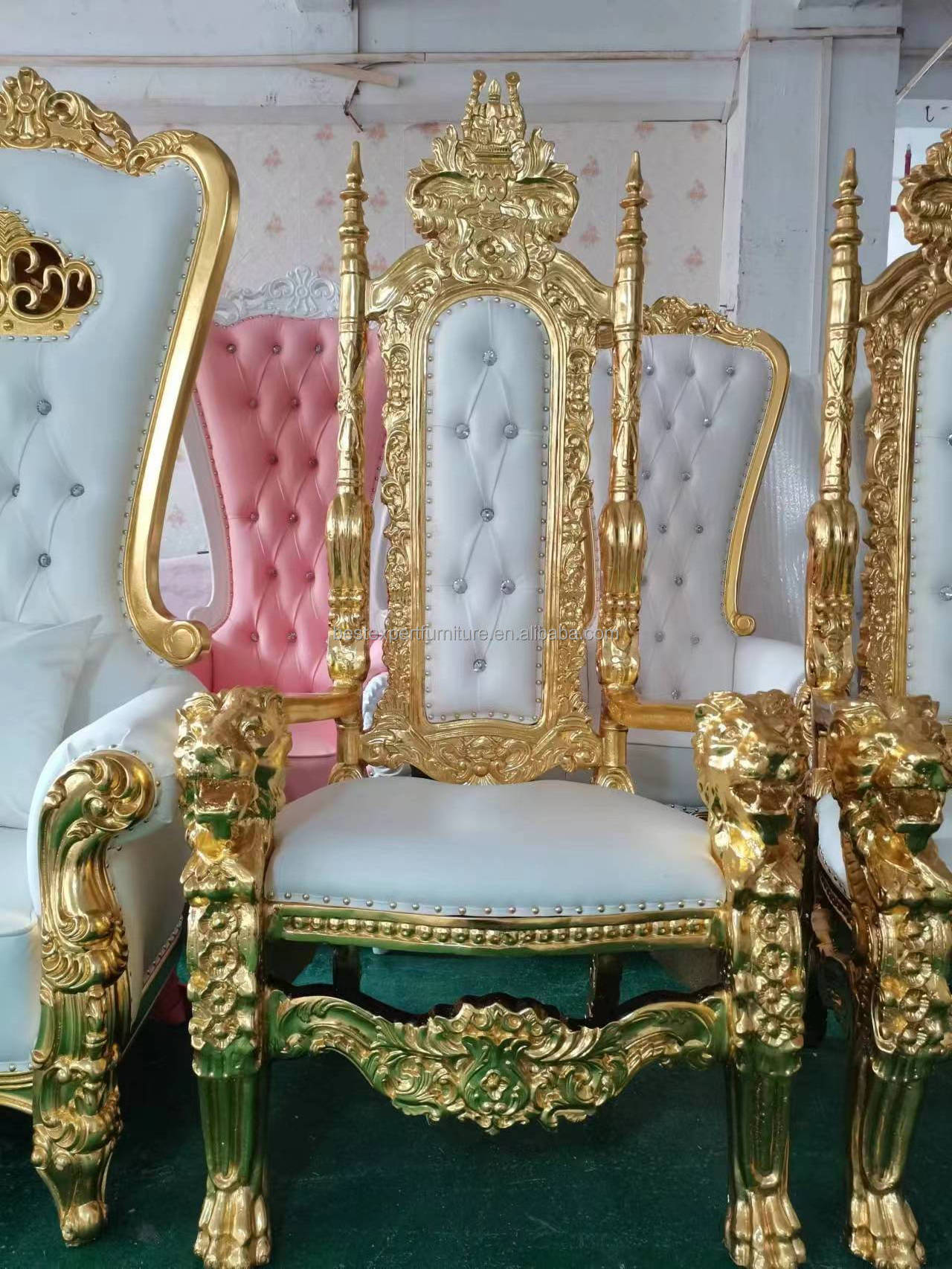 Wholesale Luxury Royal Cheap King Queen Throne Chair Tiffany Chair White Wedding Chair For Events