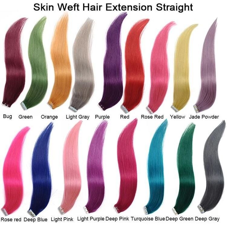 No Shedding No Tangle  Human Hair Extension Hand Tied Pu Skin Weft