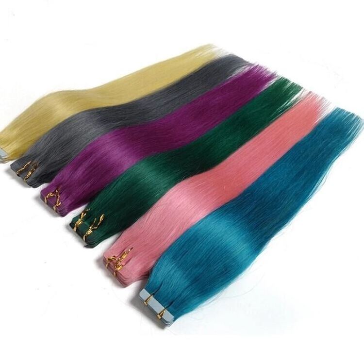 No Shedding No Tangle  Human Hair Extension Hand Tied Pu Skin Weft