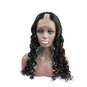 Indian remi hair u part wig human hair white woman loose wave hd lace wig for make wig