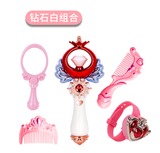 New Products Girls Toy Pink Plastic Princess Light Sound Magic Stick Pack Electric Fairy Music Stick Spinner Up Stick