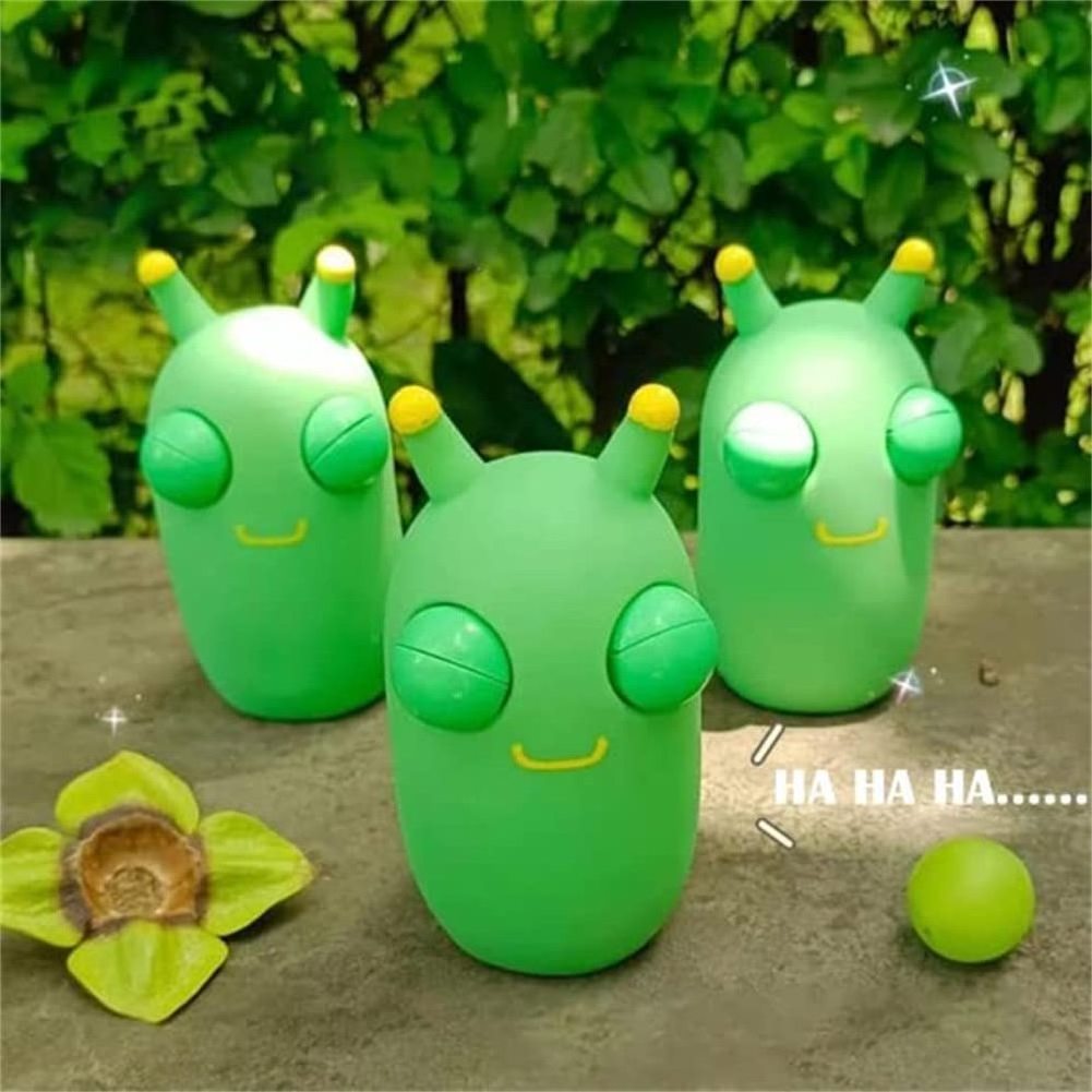 New Funny Green Eye Grass Worm Pinch Toys Stress Relief Fidget Toys for Adults Kids