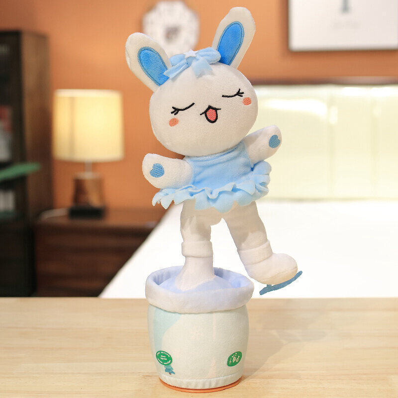 Cute Plush Singing Ice Skating Plush Rabbits Learning To Speak Dance Electric Dolls Swinging Toys