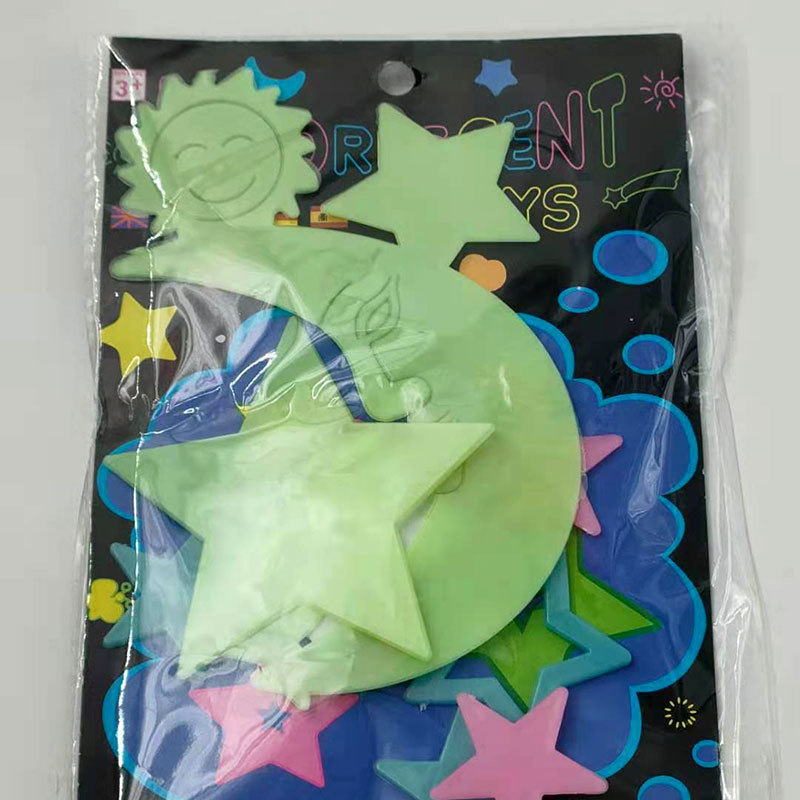 Fluorescent Stereoscopic Religious Stickers Glowing in the Dark Pentagon Star Wall Stickers with Moon Glow Decoration