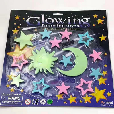 Fluorescent Stereoscopic Religious Stickers Glowing in the Dark Pentagon Star Wall Stickers with Moon Glow Decoration