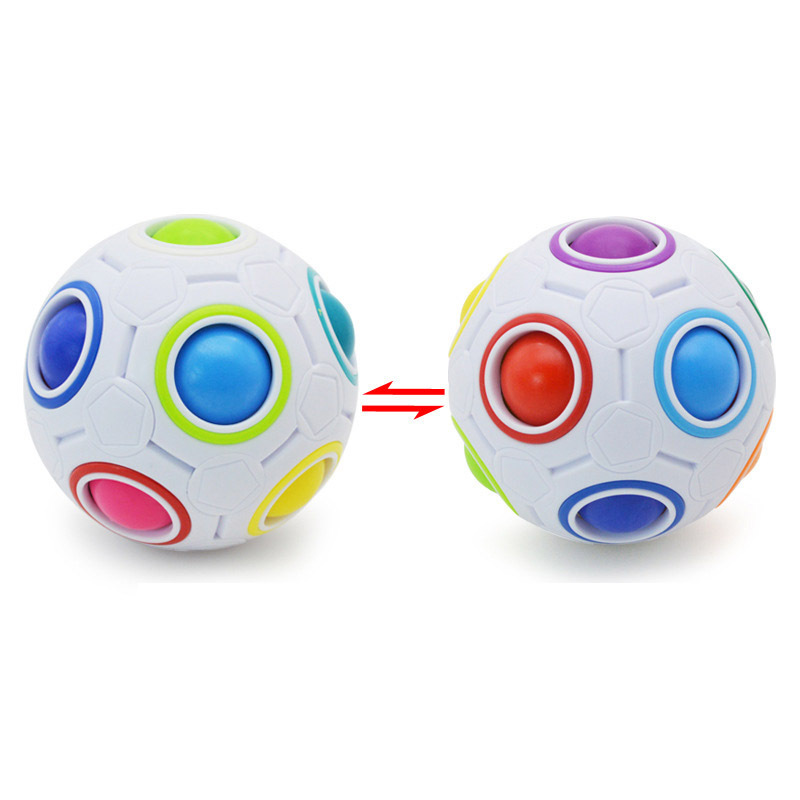 High Quality Novelty Anti-stress Toys Magic White Rainbow Ball Plastic 12 Holes Fidget Cubes Puzzle Toys for kids